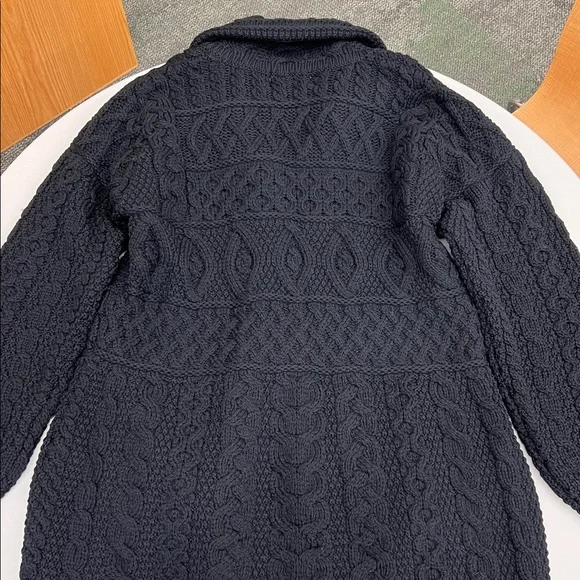 Aran Crafts made in Ireland 100% merino wool zippered woven Double Collar Coat L - Picture 5 of 5